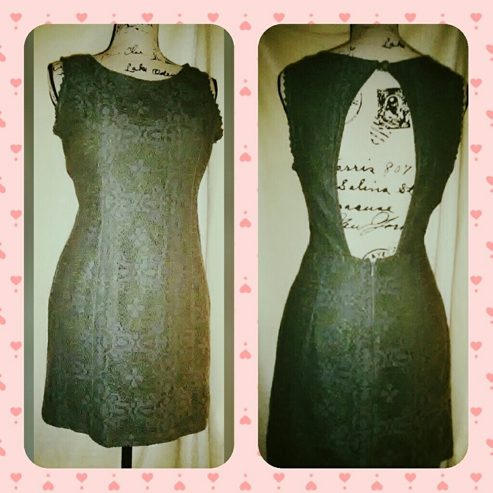 Lace Hunter Fit Flare Backless Skater Dress
